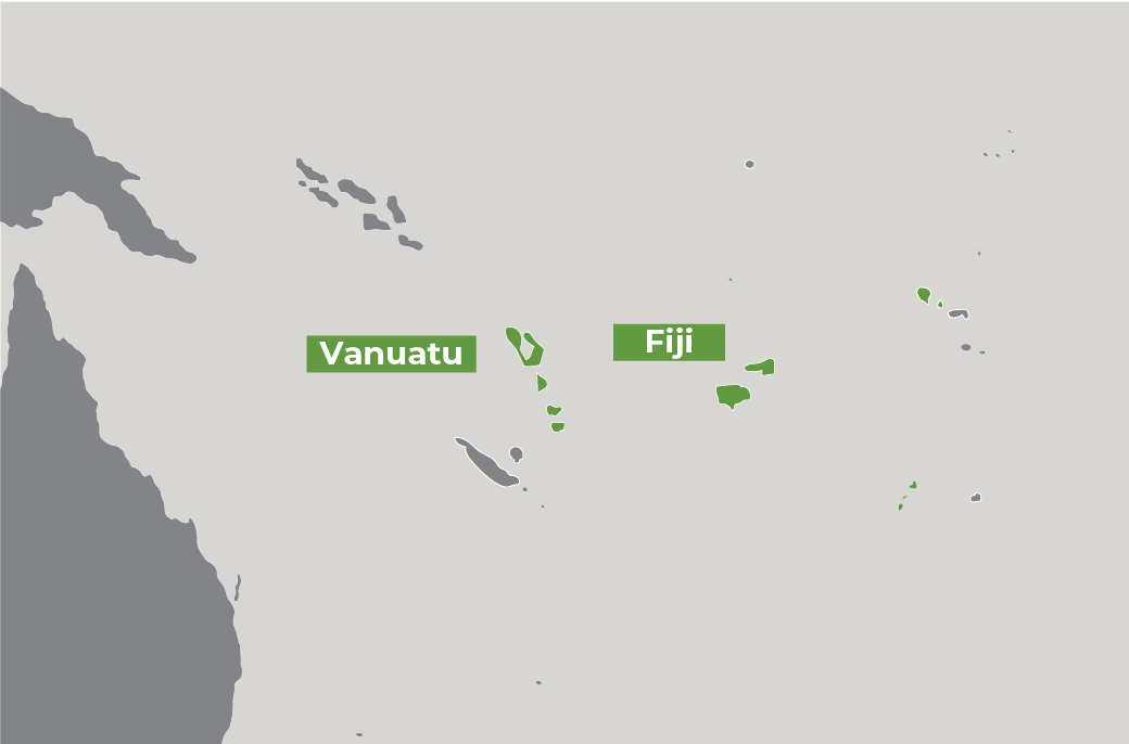 Map of Fiji and Vanuatu