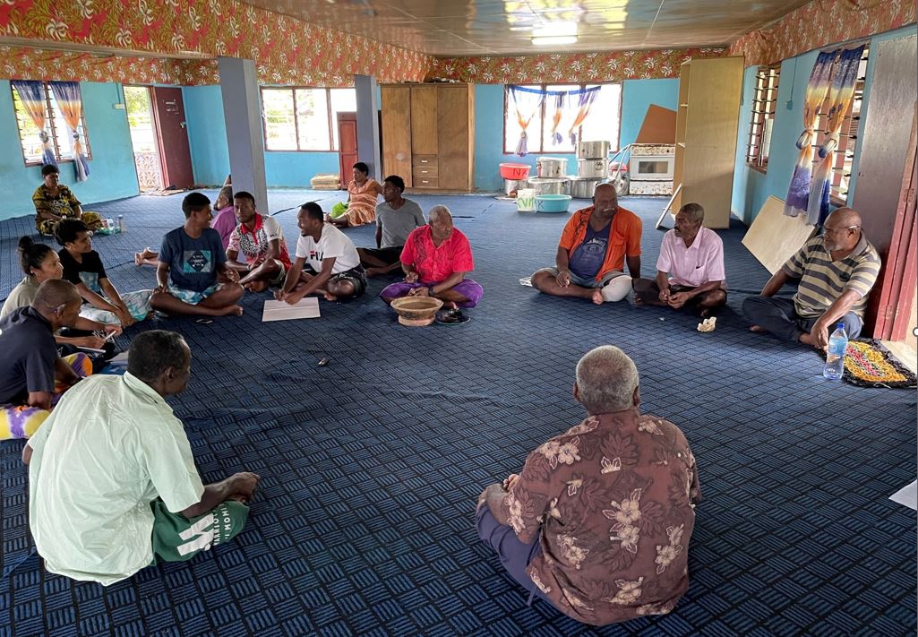 Roselyn Kumar (left) leading village engagement, Naidiri, Nadroga, Fiji. Image: UniSC / Patrick Nunn